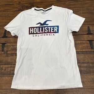 Hollister White Tee with Blue and Red Logo